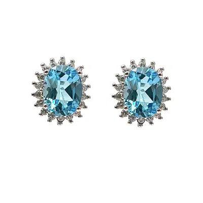 Ms. Donna Women's Blue / Silver Blue Topaz Birthstone Sterling Silver Stud Earrings In Multi
