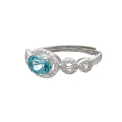 Ms. Donna Women's Blue / Silver Blue Topaz Stones Sterling Silver Anniversary Ring In Multi