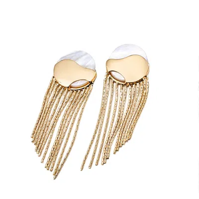 Ms. Donna Women's Chic Shell With Gold Tassel Earrings