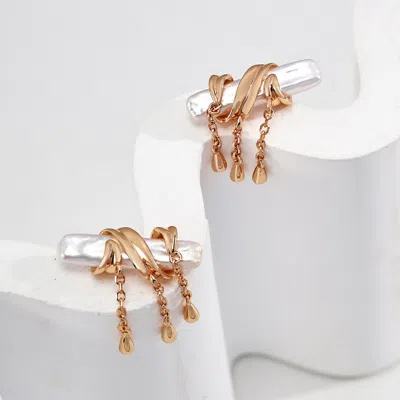 Ms. Donna Women's Freshwater Pearls With Gold Tassel Exquisite Earrings