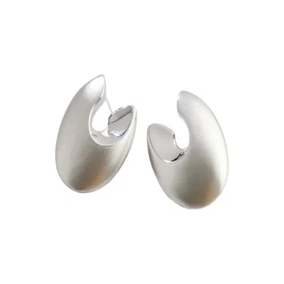 Ms. Donna Women's Geometric Matte Sterling Silver Chunky Statement Earrings