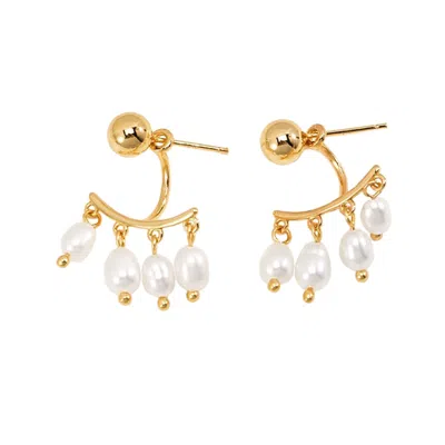 Ms. Donna Women's Gold Freshwater Pearls Tassel Stud Earring