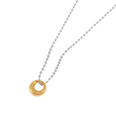 Ms. Donna Women's Gold Minimalist Ring Shaped Pendant Sterling Silver Necklace
