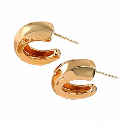Ms. Donna Women's Gold Plated Sterling Silver C Hoop Earrings