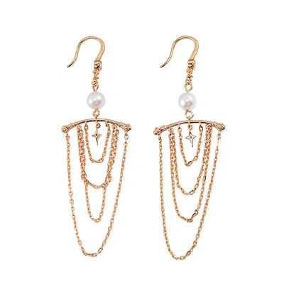 Ms. Donna Women's Gold Plated Sterling Silver Chandelier Earrings