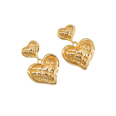 Ms. Donna Women's Gold Plated Sterling Silver Heart Dangle Earrings