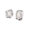 Ms. Donna Women's Grey Asymmetric Sterling Silver With Opal Stone Stud Earring In Gray