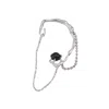 Ms. Donna Women's Grey / Silver Sterling Silver With Tassel And Back Agate Stone Earring Cuff
