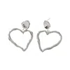 Ms. Donna Women's Heart Shaped Sterling Silver Chunky Earrings In Silver