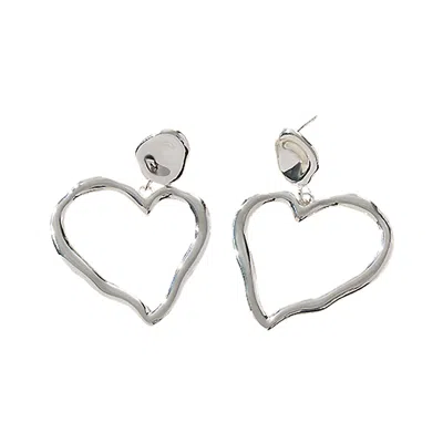 Ms. Donna Women's Heart Shaped Sterling Silver Chunky Earrings