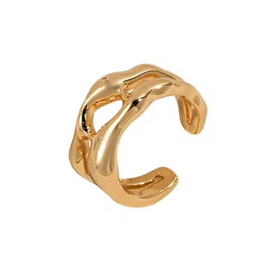 Ms. Donna Women's Modern Sterling Silver Plated Gold Adjustable Ring