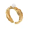 Ms. Donna Women's Pearl Setting Gold Plated Sterling Silver Open Ring In Gold