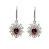Ms. Donna Women's Red Garnet Birthstone Sterling Silver Flower Dangle Earrings In Red