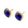 Ms. Donna Women's Square Lapis Gold Stud Earrings In Gold
