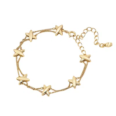 Ms. Donna Women's Star Charms Gold Plated Sterling Silver Bracelet