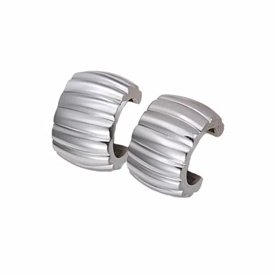 Ms. Donna Women's Sterling Silver C-shape Hoop Earrings