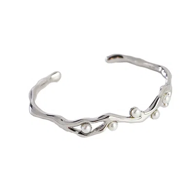 Ms. Donna Women's Sterling Silver With Freshwater Pearls Bangle
