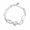 Ms. Donna Women's Sterling Silver With Pearls And Opal Stone Bracelet In Silver