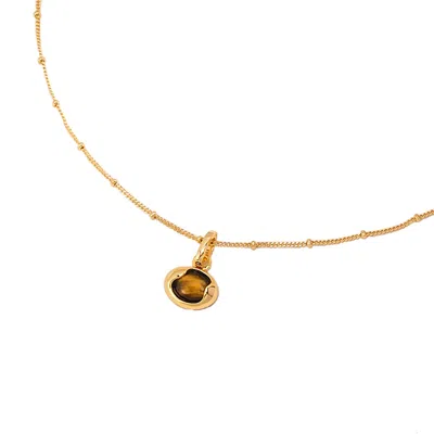 Ms. Donna Women's Tiger Eye Stone Pendant Gold Plated Sterling Silver Chain Necklace
