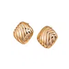 Ms. Donna Women's Vintage-inspired Square Gold Plated Sterling Silver Stud Earrings In Gold