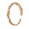 Ms. Donna Women's Wave Shaped 18k Gold Plated Sterling Silver With Pearls Open Bangle In Gold