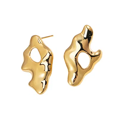 Ms. Donna Women's Wave Shaped Gold Plated Sterling Silver Unbalance Earrings