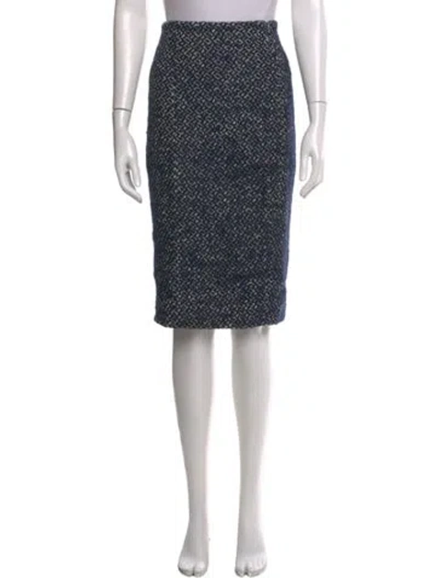Pre-owned Ms Min Tweed Pattern Knee-length Skirt In Blue