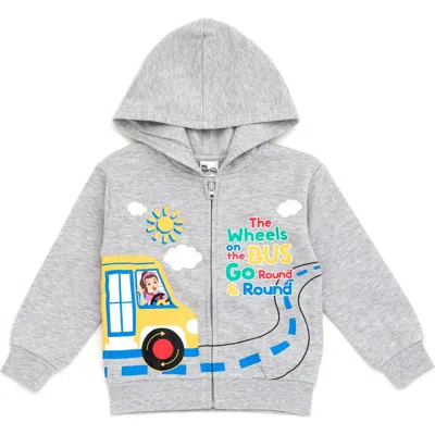 Ms. Rachel Babies'  Fleece Zip-up Hoodie In Heather Grey Bus