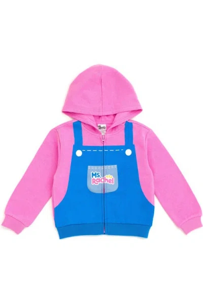 Ms. Rachel Babies'  Fleece Zip-up Hoodie In Pink Overalls Rachel