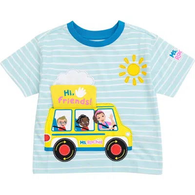 Ms. Rachel Babies'  Short Sleeve T-shirt With 3d Flap In Light Blue Stripe