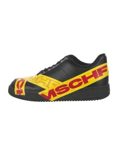 Pre-owned Mschf Leather Printed Athletic Sneakers In Black