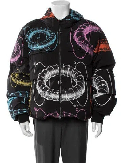 Pre-owned Msftsrep Graphic Print Puffer Coat In Black