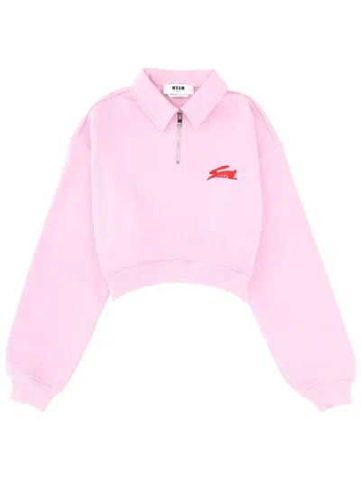 Msgm 100% Cotton Women's Mini Sweater - Fw25 Collection In Pink