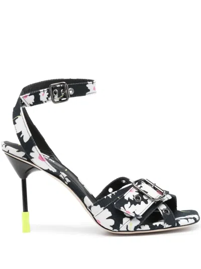 Msgm 105mm Floral-print Sandals In 99