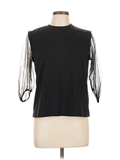 Pre-owned Msgm 3/4 Sleeve Top Black Mock Neckline Tops