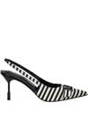 Msgm 90mm Striped Pumps In Black