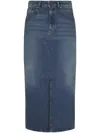 Msgm High-waisted Denim Skirt Front Slit In Blue