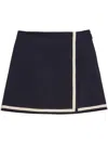 Msgm Wool Skirt With Button Detailing And Contrast Trim In Blue