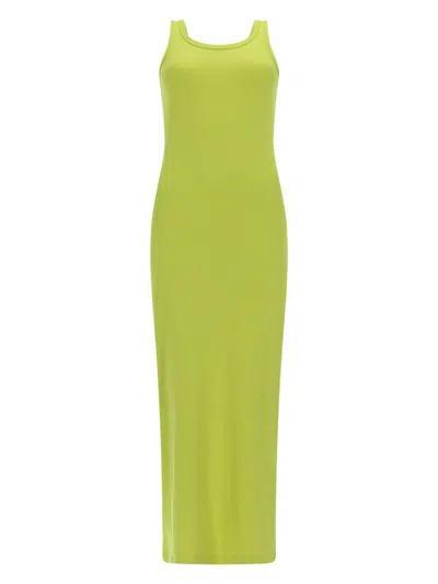 Msgm Abito Lungo In Viscosa In Green