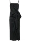 Msgm Pinstripe Knotted-waist Sleeveless Midi Dress In Blu