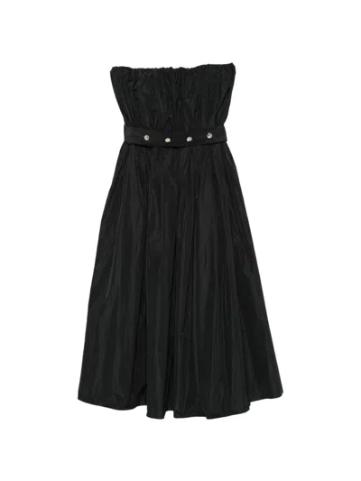 Msgm Abito Nero Con Cintura In Vita Senza Spalline  In Black