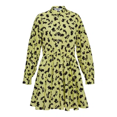 Msgm Abito Print Collared Dress In Multi