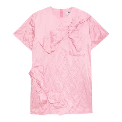 Msgm Abito T-shirt A-line Diagonal In Pink