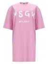 Msgm Abito T-shirt Con Logo In Pink