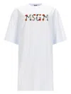 Msgm Abito T-shirt Con Logo In White