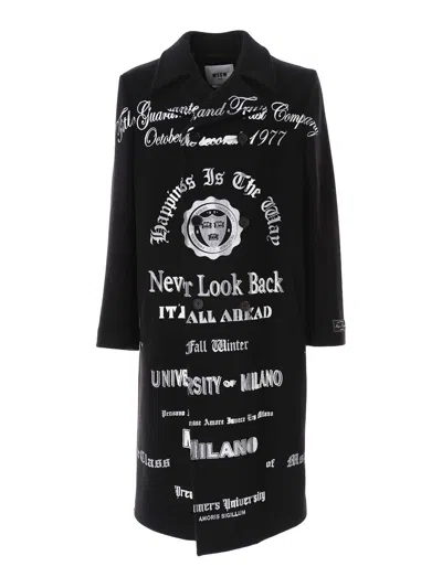 Msgm Abrigo Midi - Negro In Black