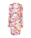 Msgm Abstract Floral-print Midi Dress In Multicolor