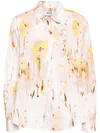 Msgm Abstract-pattern Poplin Shirt In Pink