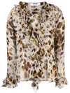 Msgm Abstract-print Chiffon Blouse In Neutrals
