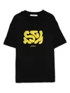 Msgm Abstract-print Cotton T-shirt In Black